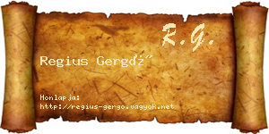 Regius Gergő névjegykártya